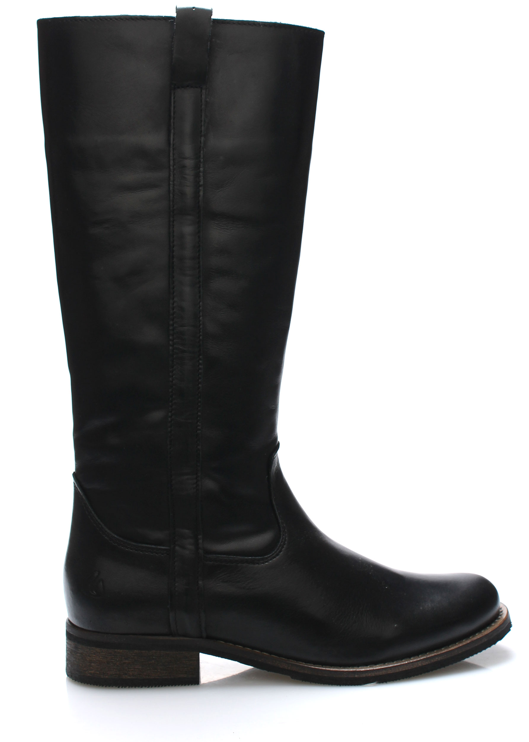 Černé kožené nižší kozačky Online Shoes