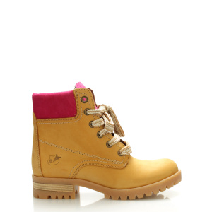 Kožené boty farmářky s růžovým lemem Roobins