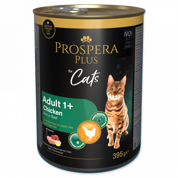 Konzerva Prospera Plus Cat Meat Paté Adult 1+ kuře a hovězí 395g