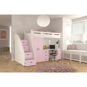 AJK - meble AJK meble Patrová postel se stolem a skříní Zuzia Plus 80x200 cm + rošt ZDARMA