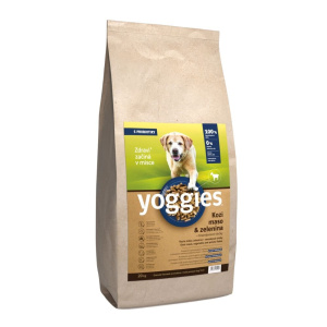 20kg Yoggies Kozí maso&zelenina, hypoalergenní granule lisované za studena s probiotiky