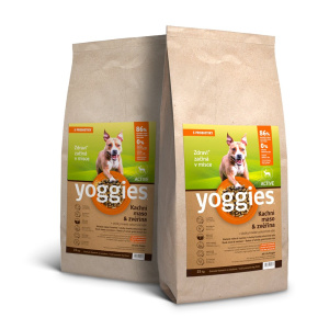 30kg Yoggies Active Kachní maso&zvěřina, granule lisované za studena s probiotiky