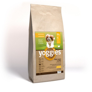 15kg Yoggies Krůtí maso&jáhly, minigranule lisované za studena s probiotiky