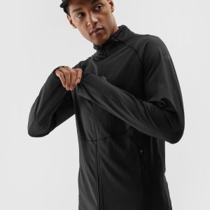 Pánská běžecká rozepínací mikina bez kapuce - černá