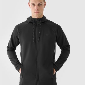 Pánská sportovní rozepínací mikina s kapucí - černá