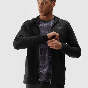 Pánská sportovní rozepínací mikina s kapucí - černá