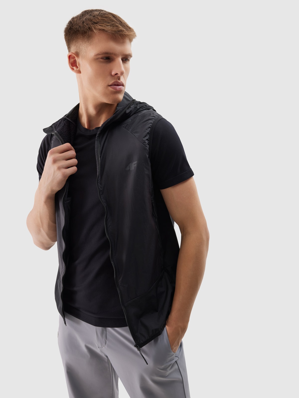 Pánská péřová treková vesta s výplní PrimaLoft Active - šedá