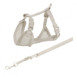 Měkký postroj s vodítkem pro štěňata S-M světle šedý