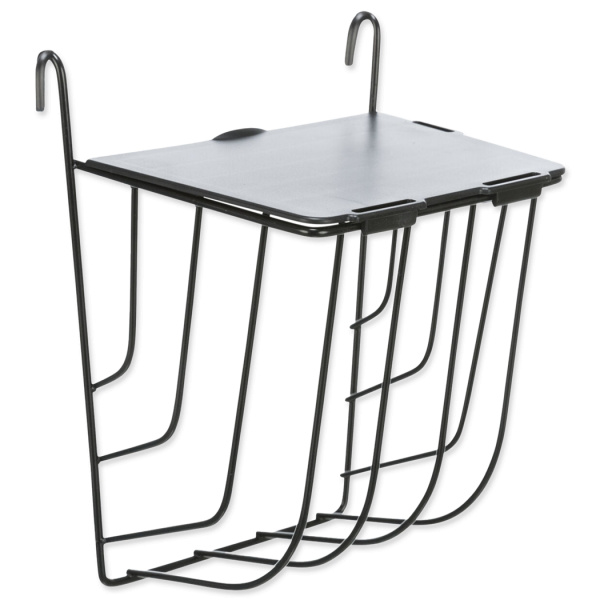 Závěsné černé kovové jesličky na seno Trixie s víkem 18cm