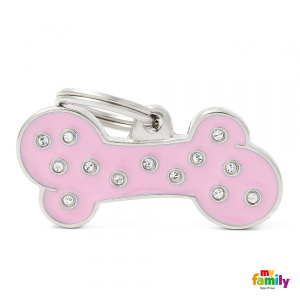 Známka My Family Chic Swarovski kost velká růžová