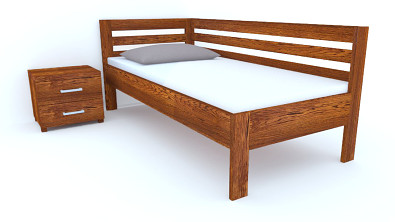 Postelia PAVEL do L, 100x200 cm, dub