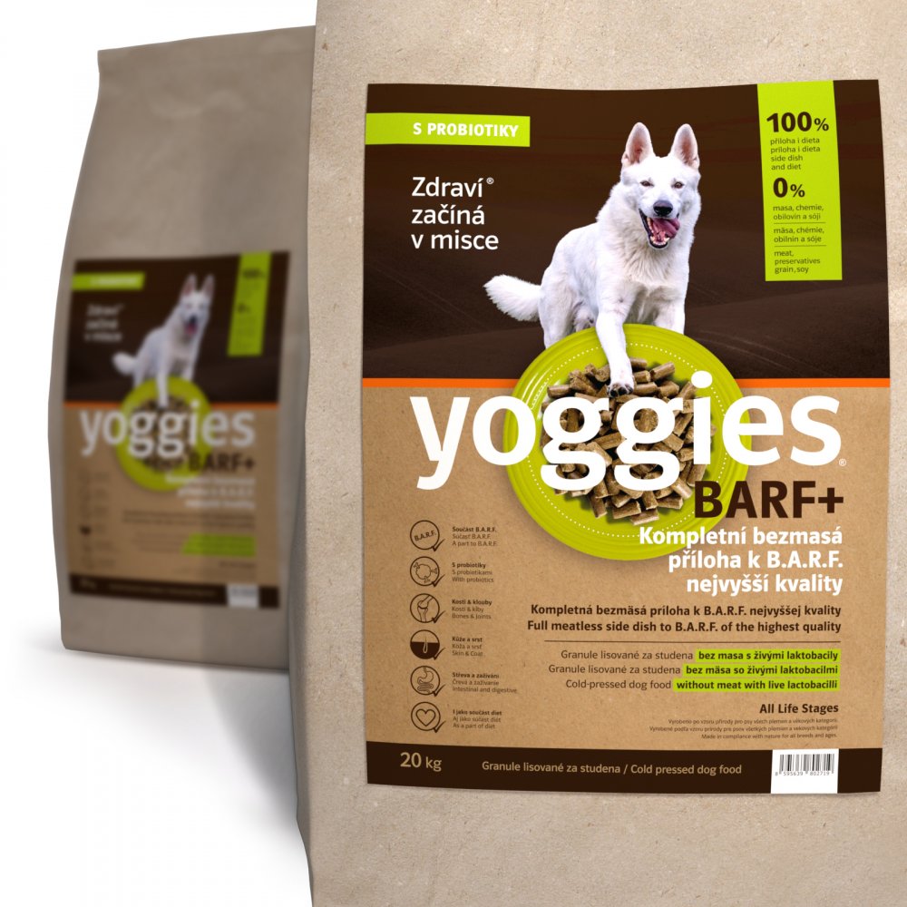 20kg Yoggies BARF+ příloha k syrovému masu, granule lisované za studena s probiotiky