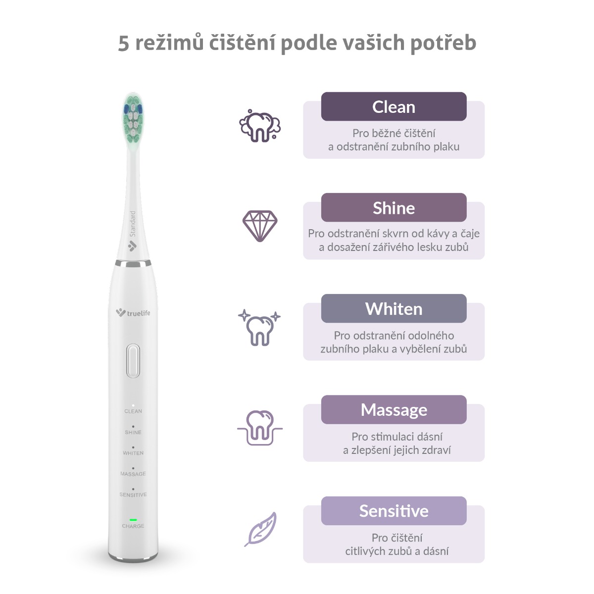 Truelife SonicBrush Clean30 sonický kartáček bílý - Obrázek 2