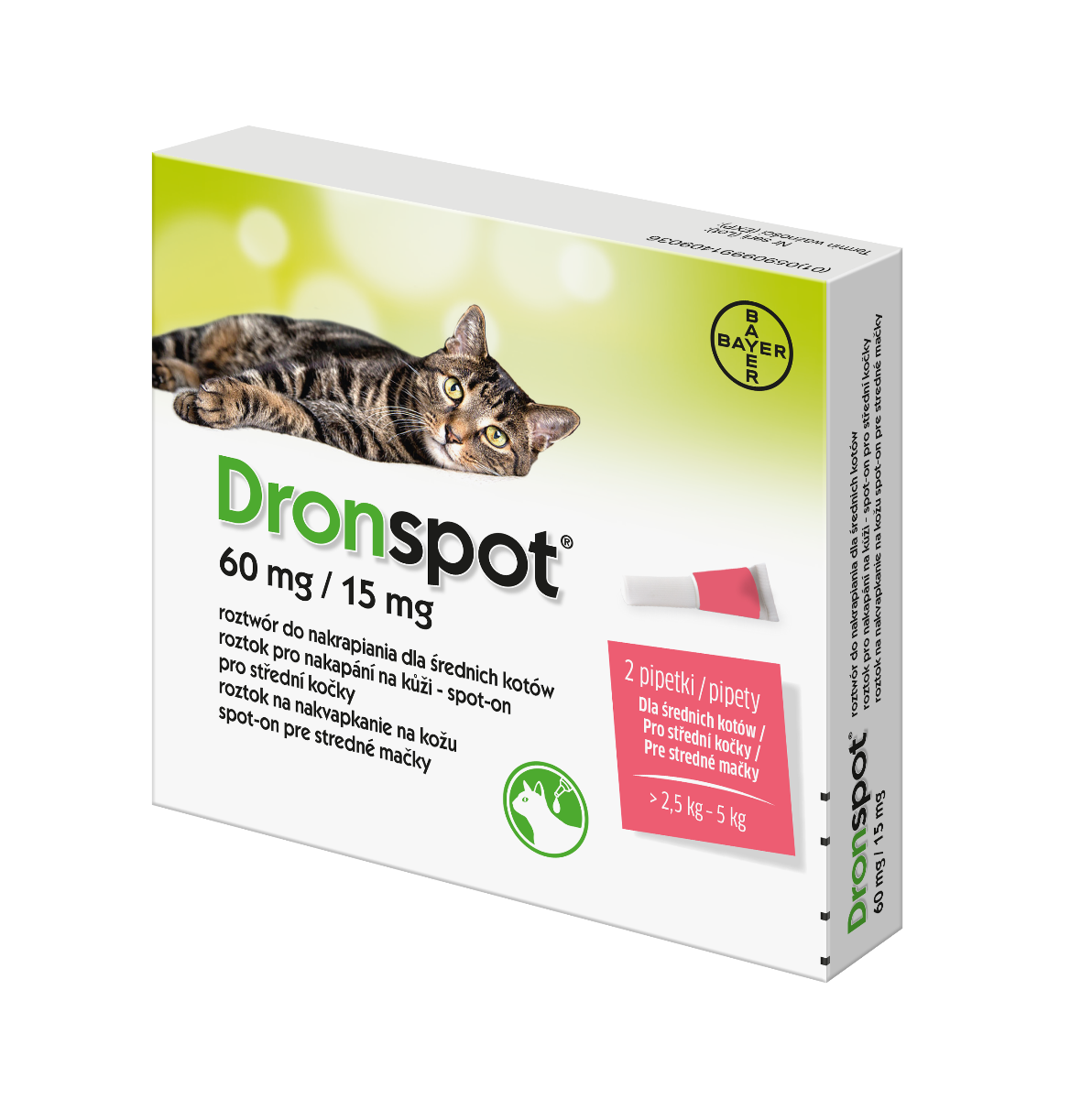 Dronspot 60 mg/15 mg pro střední kočky spot-on 2x0,7 ml - Obrázek 3