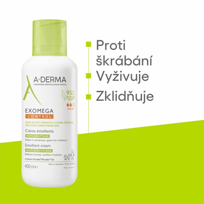 A-Derma Exomega Control Emolienční krém pro suchou kůži se sklonem k atopii 400 ml - Obrázek 2