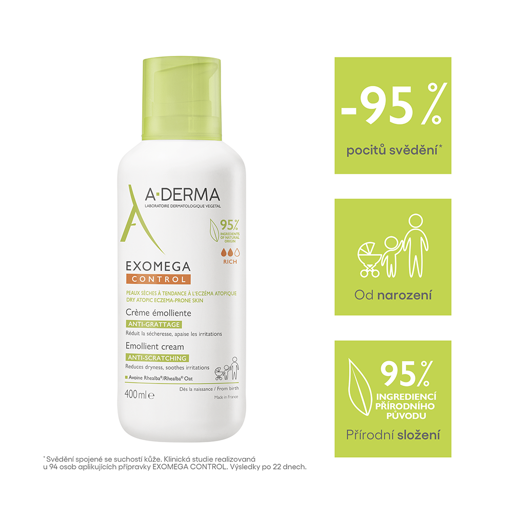 A-Derma Exomega Control Emolienční krém pro suchou kůži se sklonem k atopii 400 ml - Obrázek 3