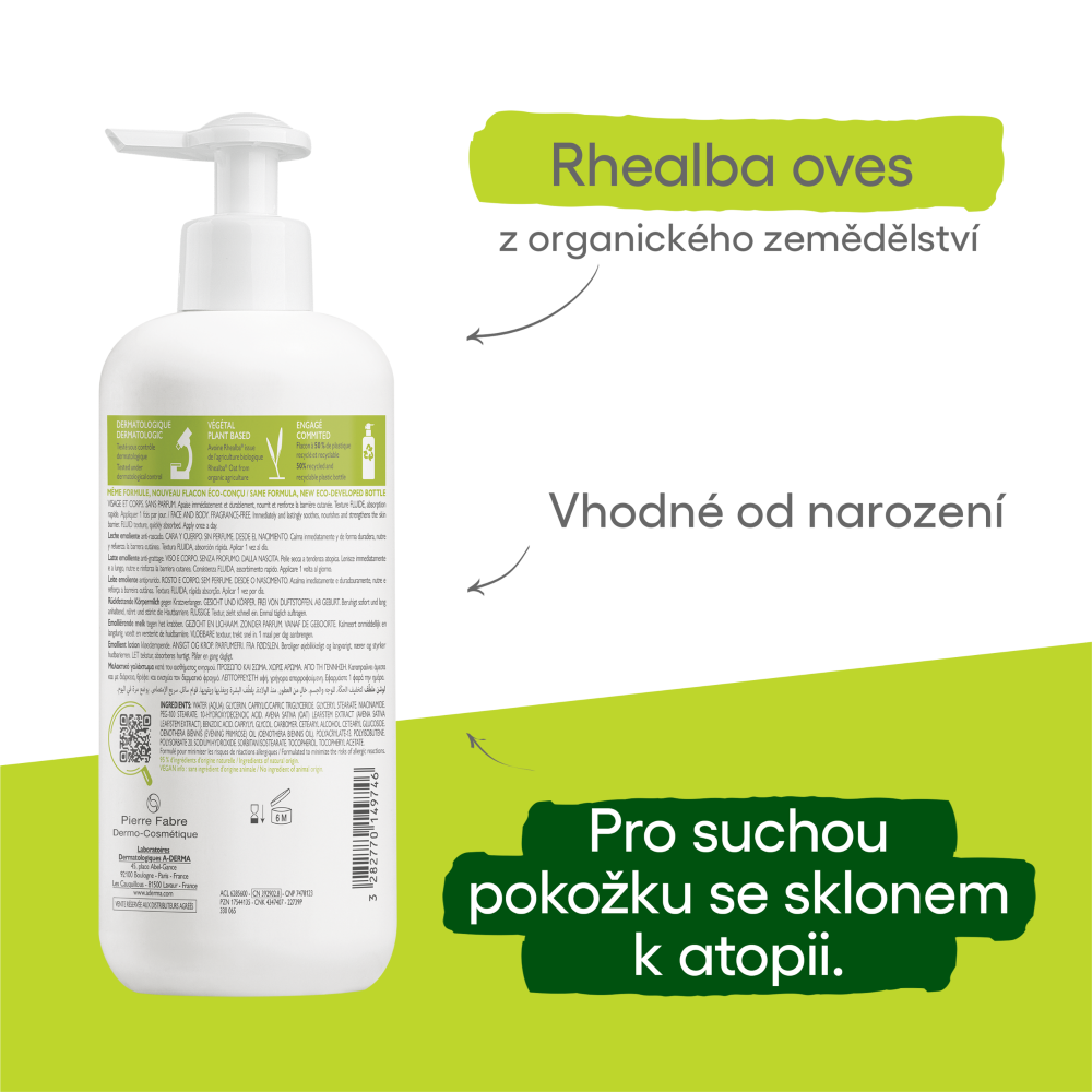 A-Derma Exomega Control Emolienční mléko pro suchou kůži se sklonem k atopii 400 ml - Obrázek 2