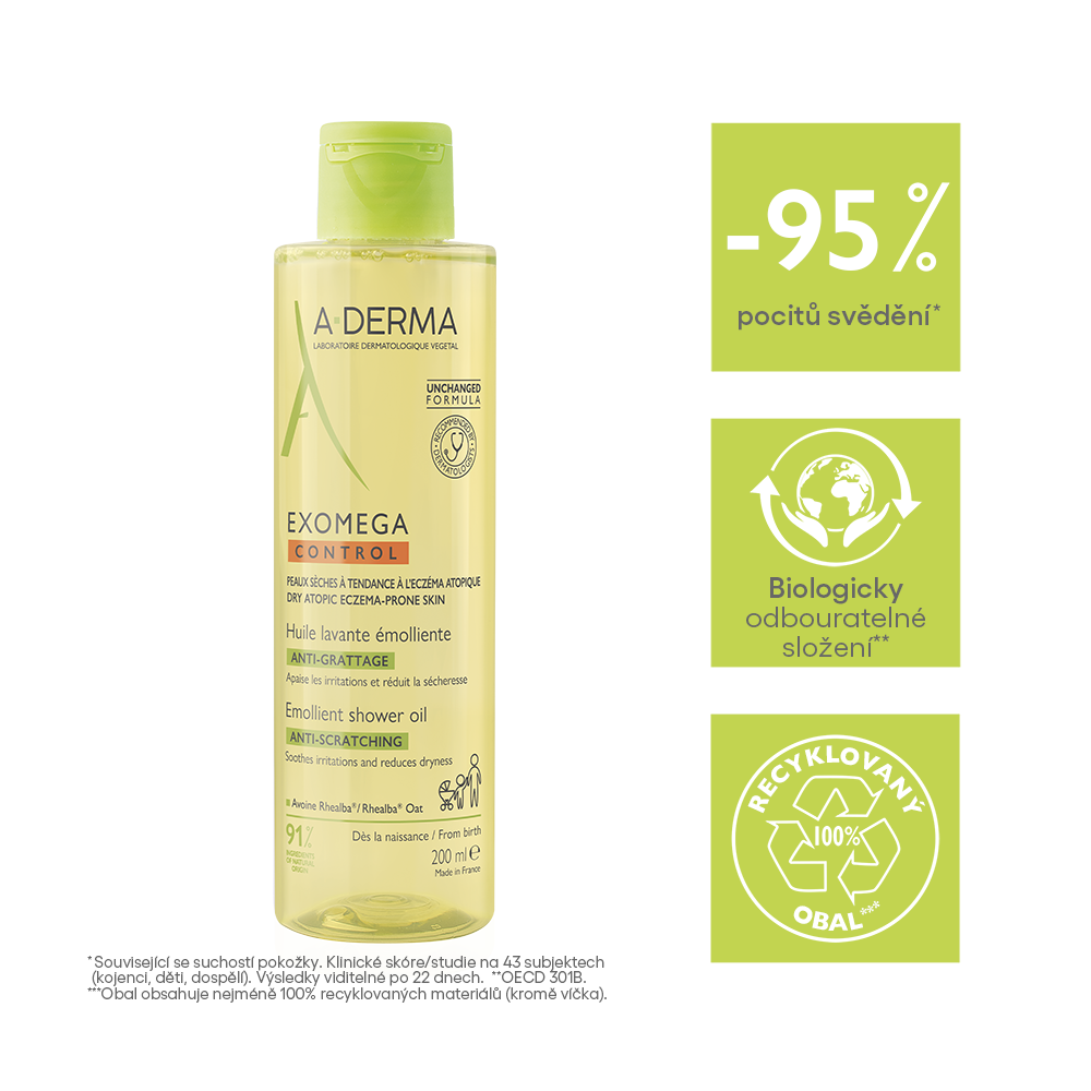 A-Derma Exomega Control Zvláčňující sprchový olej 200 ml - Obrázek 3