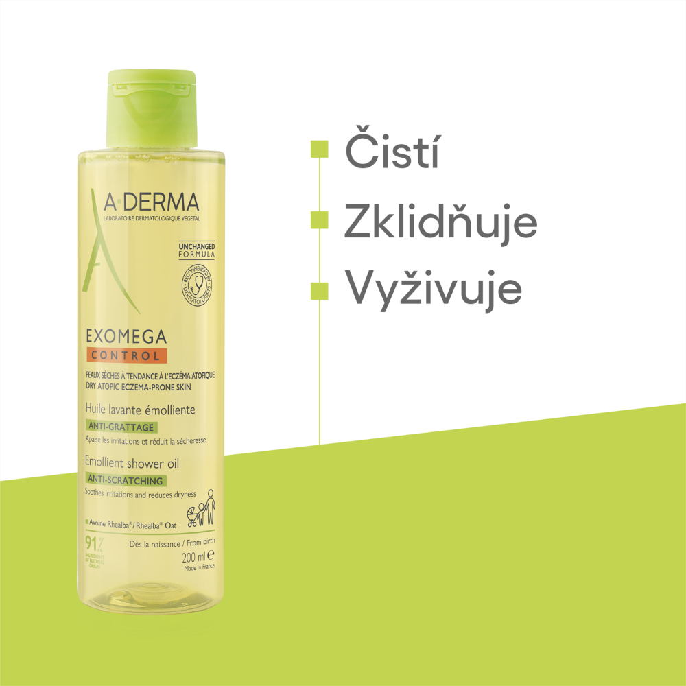 A-Derma Exomega Control Zvláčňující sprchový olej 200 ml - Obrázek 4
