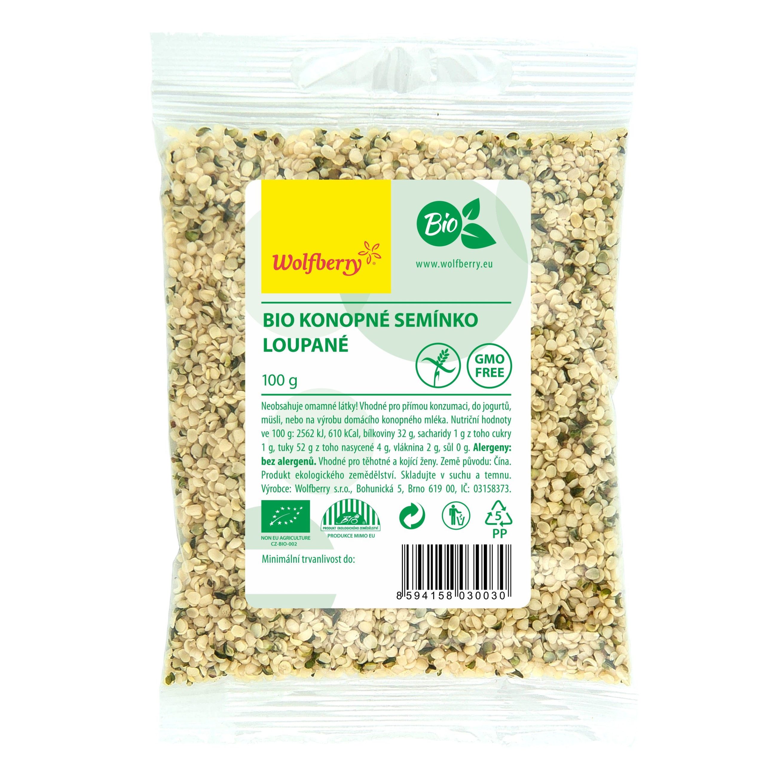 Wolfberry Konopné semínko loupané BIO 100 g - Obrázek 2