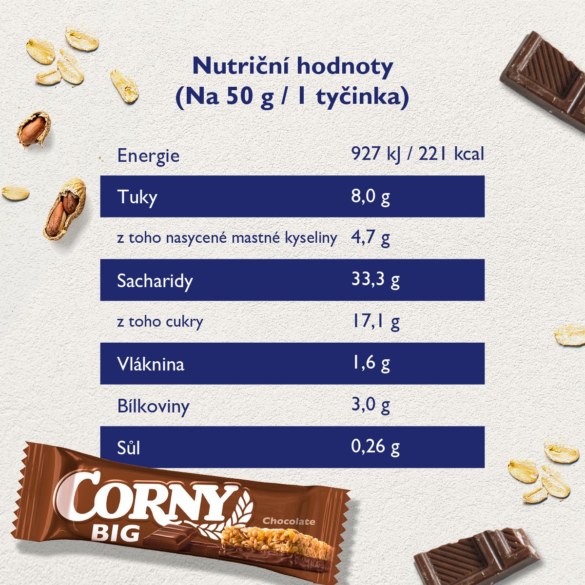 Corny BIG čokoláda müsli tyčinka 50 g - Obrázek 4