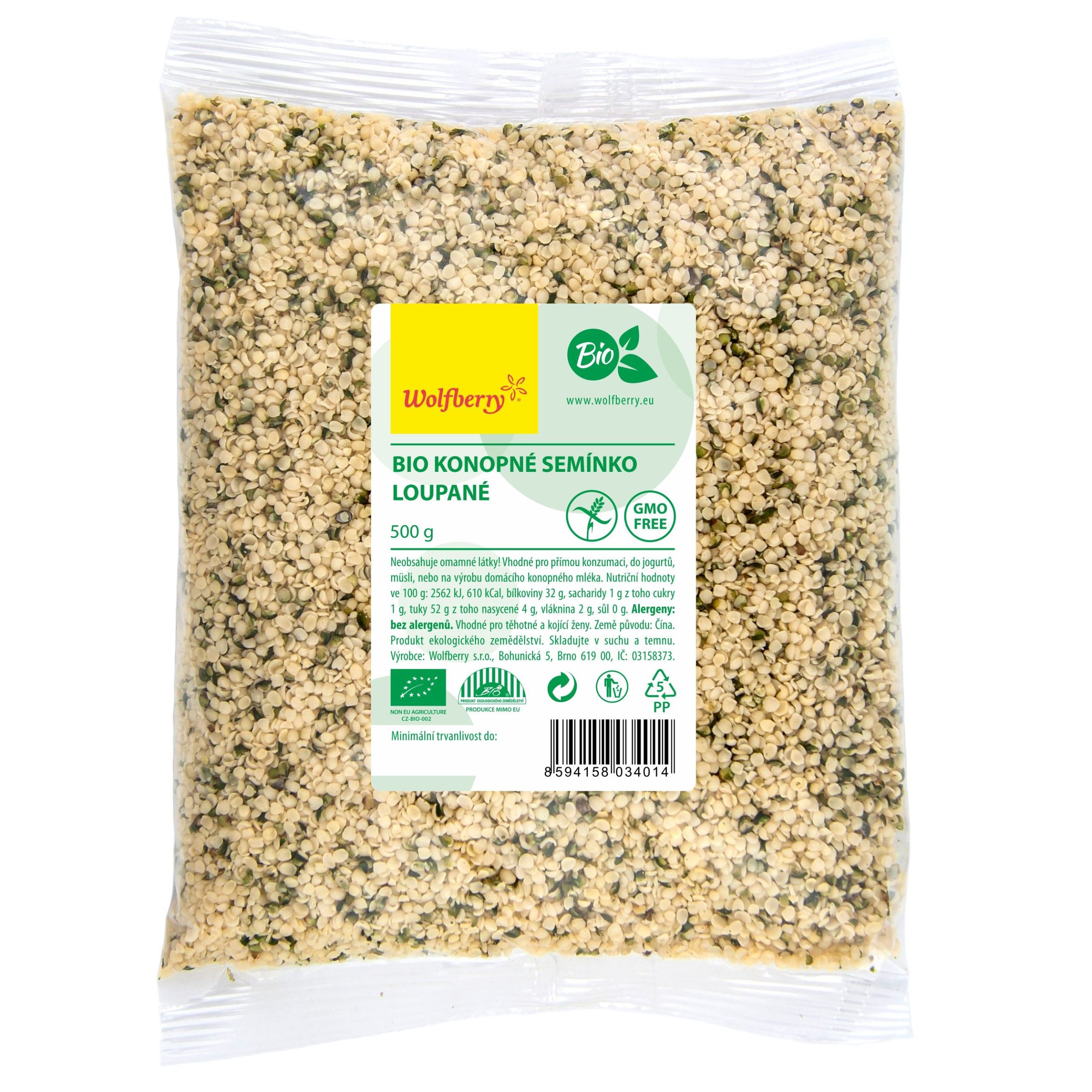 Wolfberry Konopné semínko loupané BIO 500 g - Obrázek 2