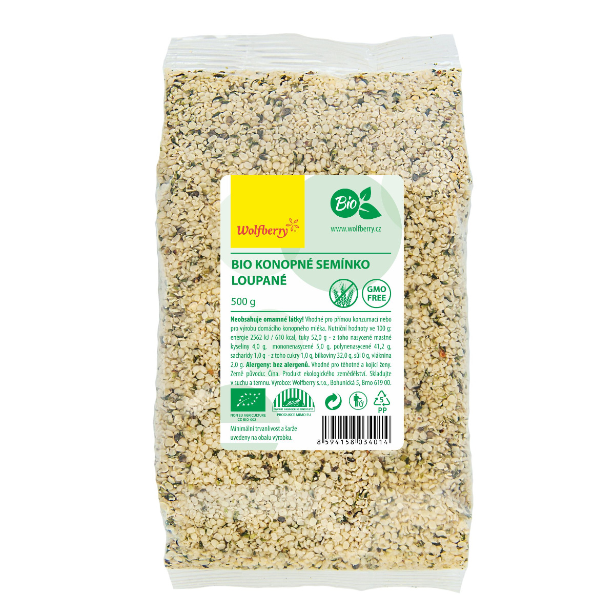 Wolfberry Konopné semínko loupané BIO 500 g - Obrázek 3