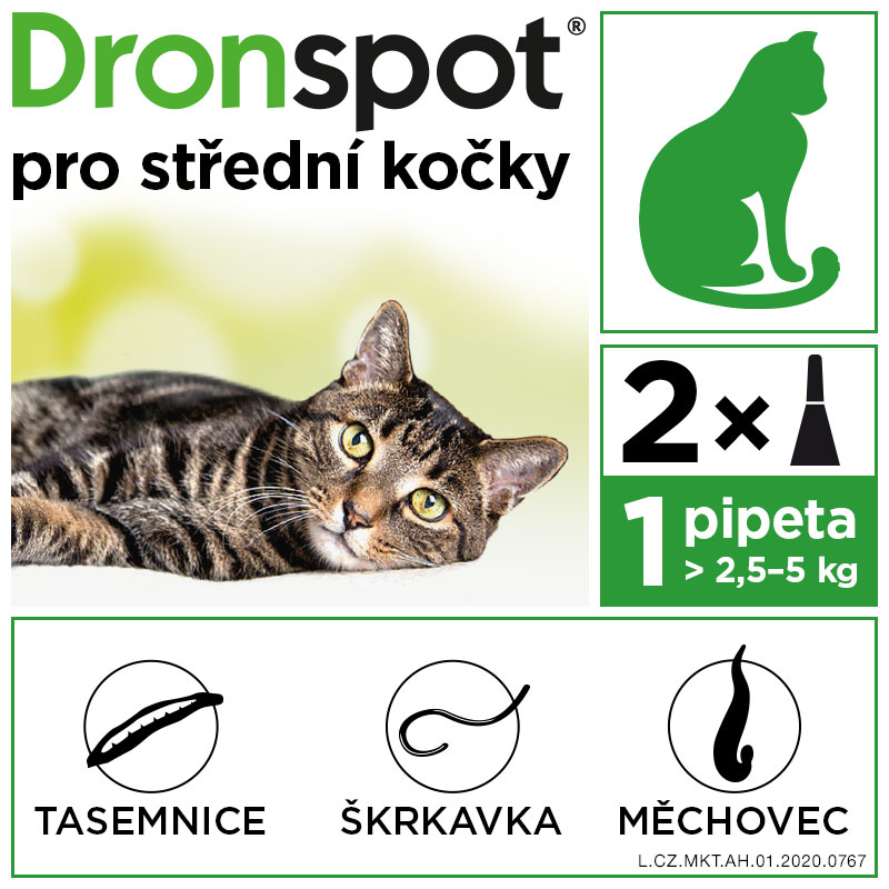 Dronspot 60 mg/15 mg pro střední kočky spot-on 2x0,7 ml - Obrázek 5