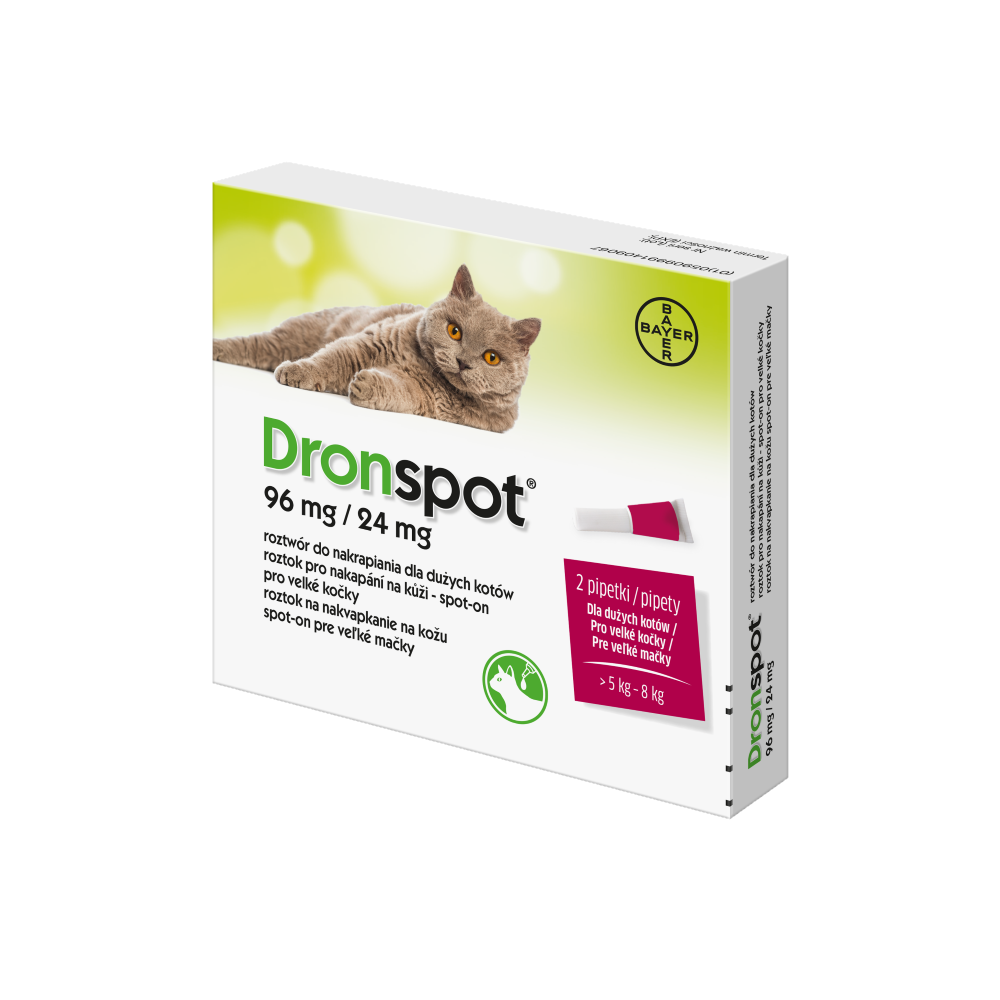 Dronspot 96 mg/24 mg pro velké kočky spot-on 2x1,12 ml - Obrázek 2