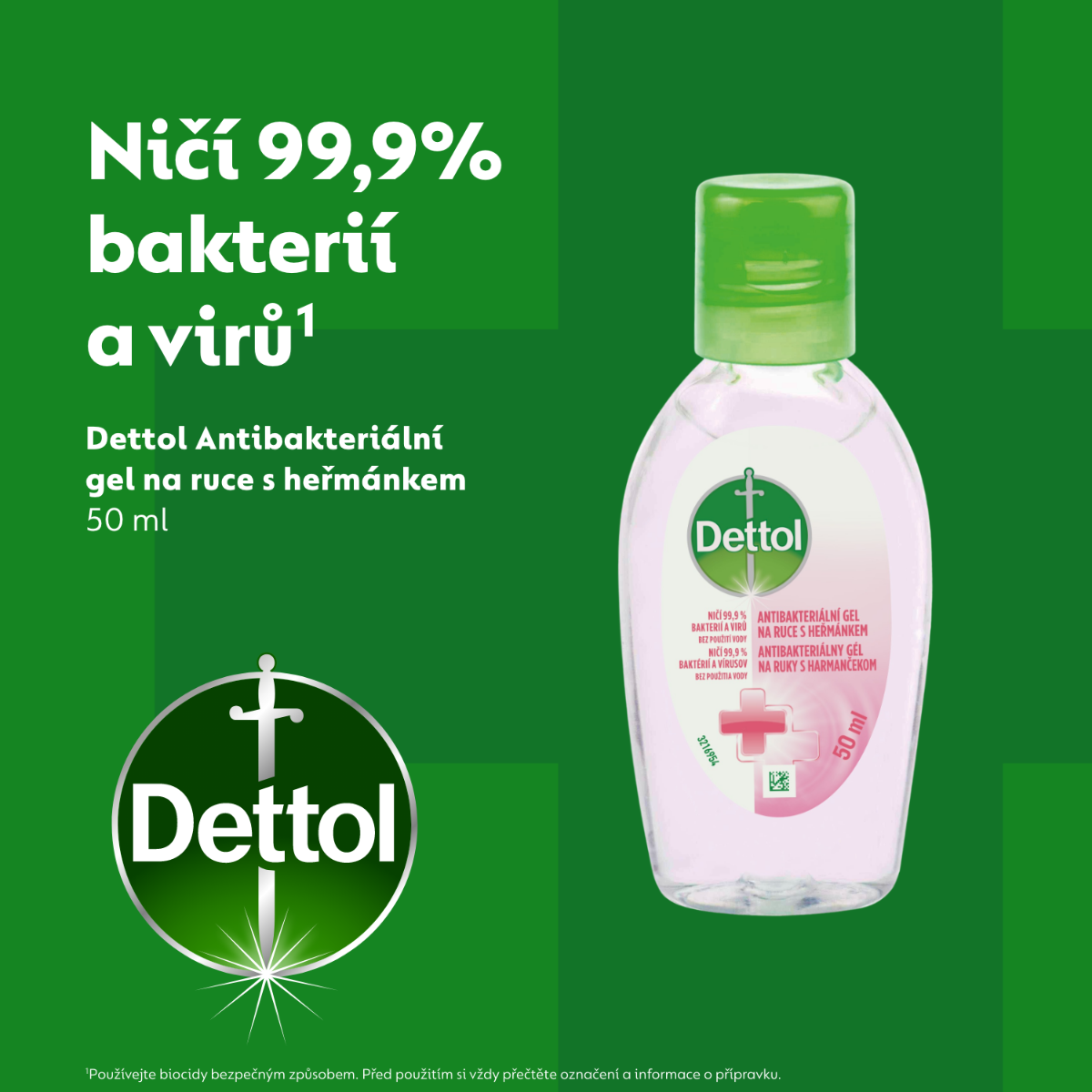 Dettol Antibakteriální gel na ruce Heřmánek 50 ml - Obrázek 2