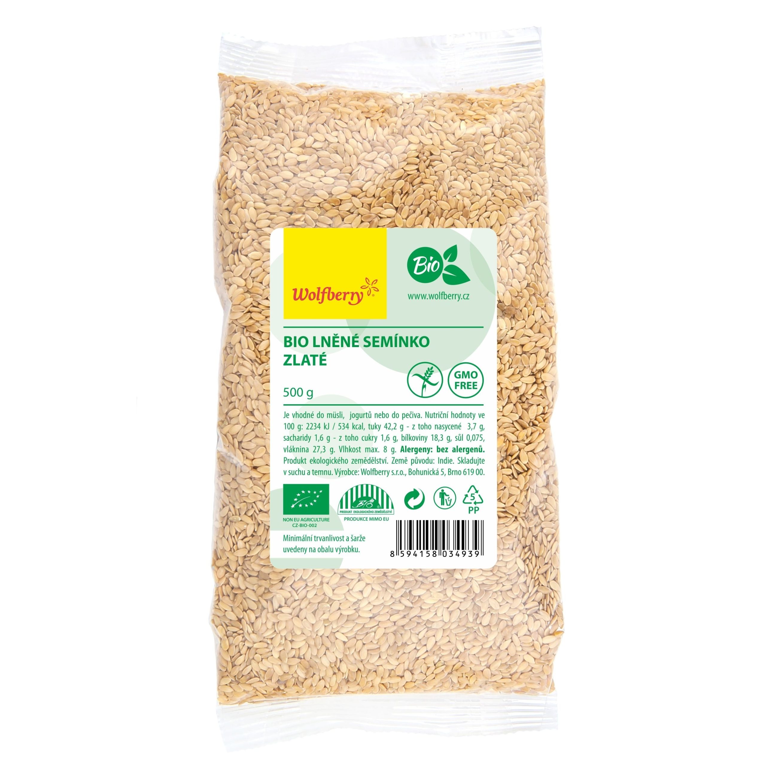 Wolfberry Lněné semínko zlaté BIO 500 g - Obrázek 2