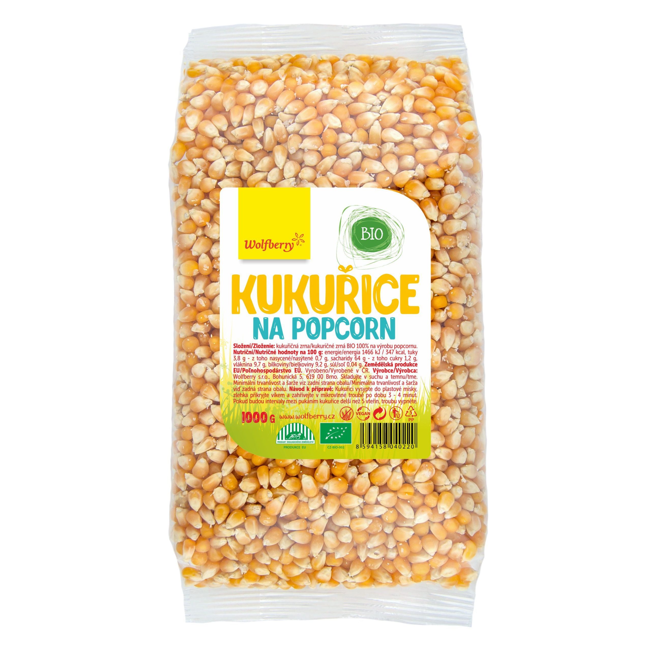 Wolfberry Kukuřice na popcorn BIO 1000 g - Obrázek 2