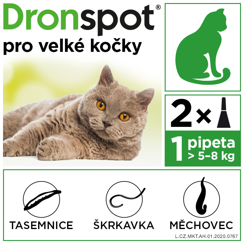 Dronspot 96 mg/24 mg pro velké kočky spot-on 2x1,12 ml - Obrázek 5