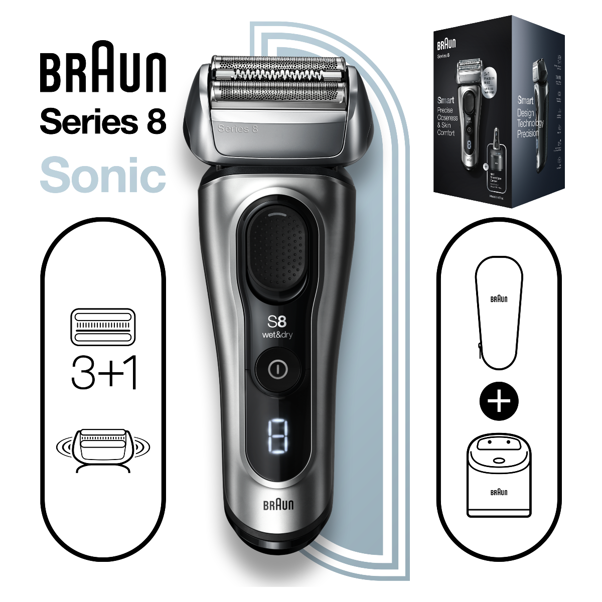 Braun Series 8 8467cc pánský holicí strojek Silver - Obrázek 4
