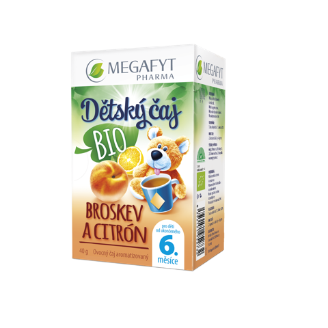 Megafyt Dětský BIO ovocný čaj s příchutí broskev a citrón 20x2 g