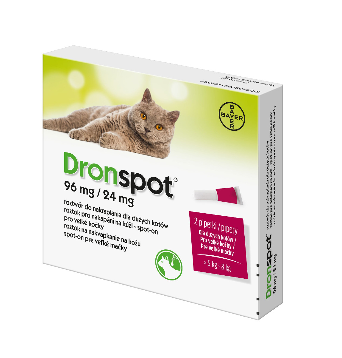 Dronspot 96 mg/24 mg pro velké kočky spot-on 2x1,12 ml - Obrázek 3