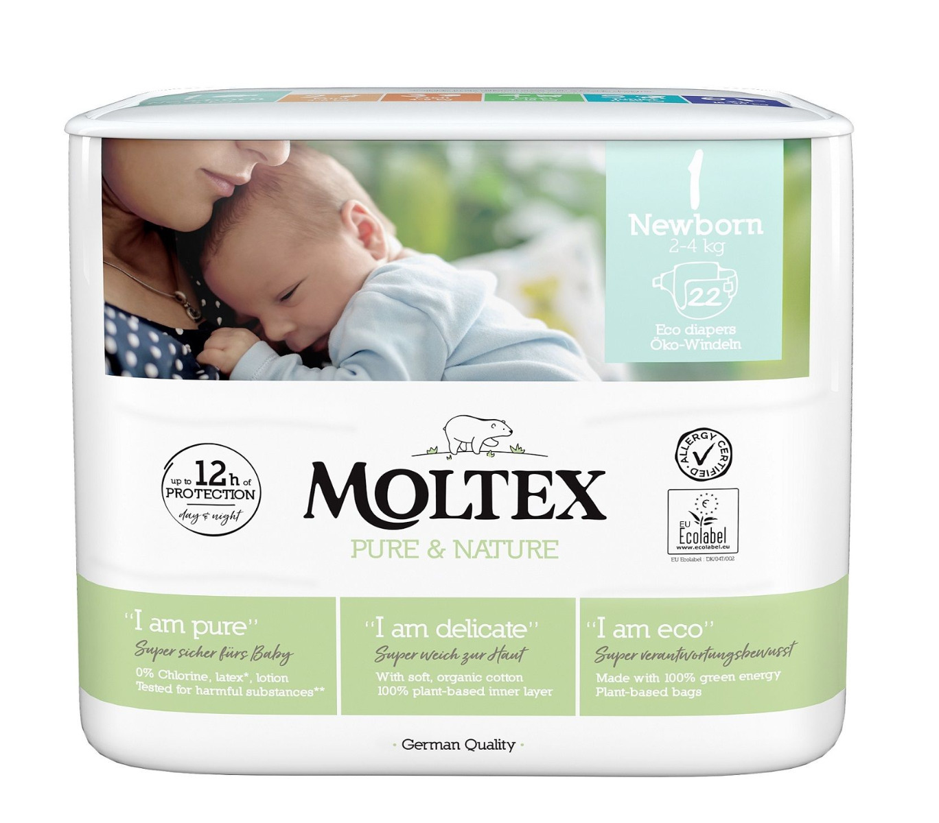 Moltex Pure & Nature Newborn 2-4 kg dětské pleny 22 ks - Obrázek 3