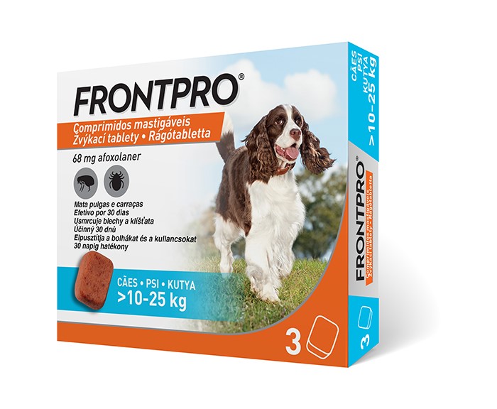 FRONTPRO Žvýkací tablety pro psy 10-25 kg 68 mg 3 tablety - Obrázek 2