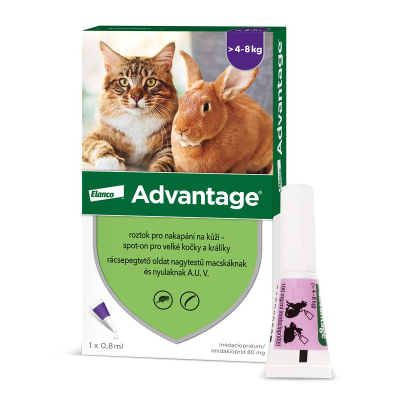 Advantage Roztok pro nakapání na kůži spot-on pro velké kočky a králíky 80 mg 1x0,8 ml