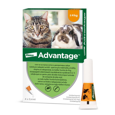 Advantage Spot-on pro malé kočky a králíky 40 mg 4x0,4 ml