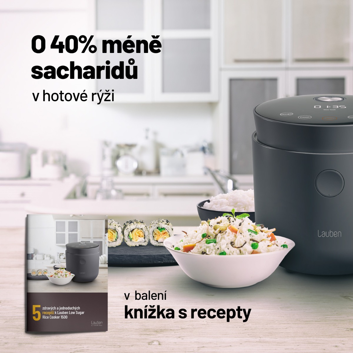 Lauben Low Sugar Rice Cooker 1500WT rýžovar - Obrázek 2