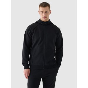 Pánská tepláková rozepínací mikina s kapucí - černá